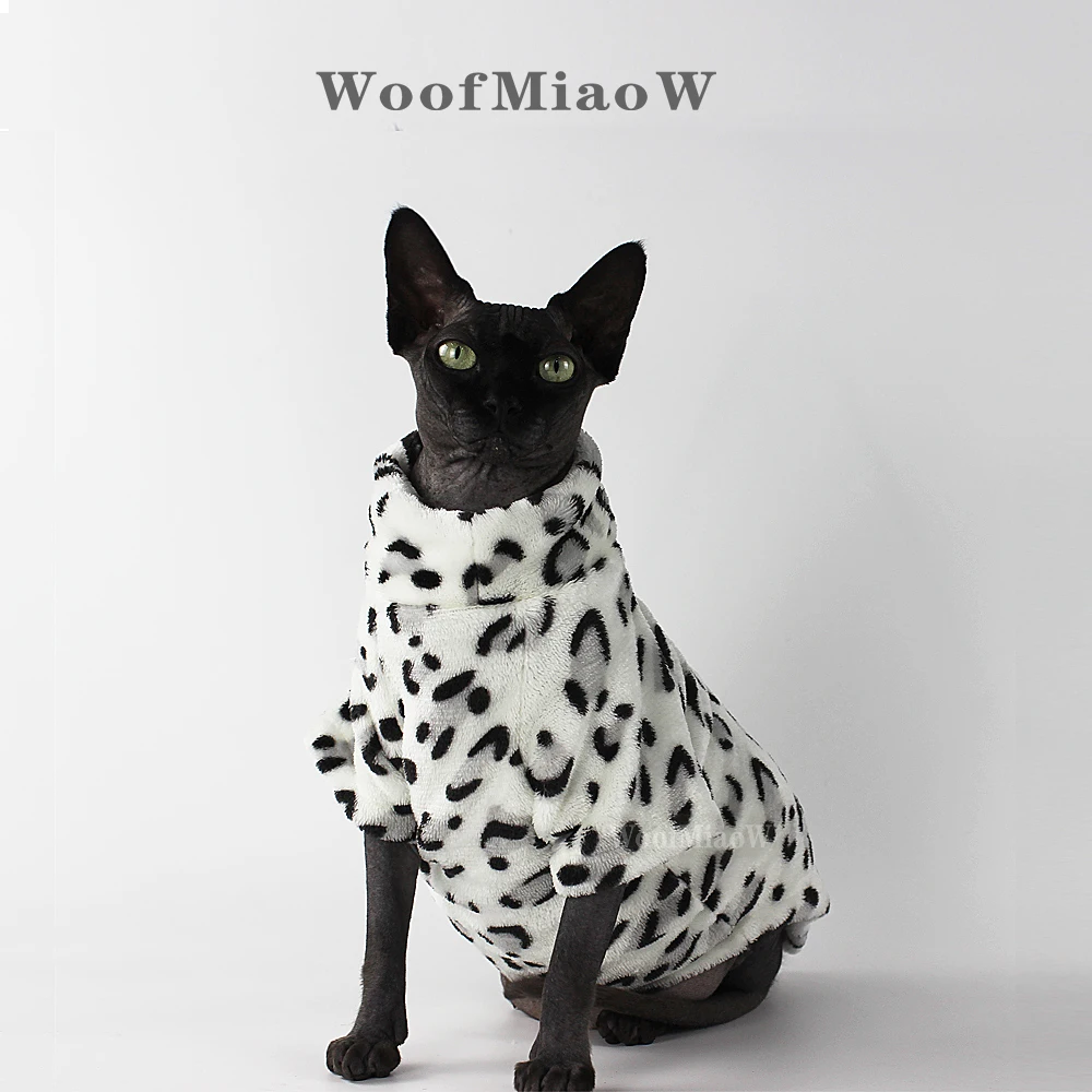 Ropa para gatos con estampado de leopardo, moda de invierno, suave y cálida para gatos Sphynx, ropa cómoda y gruesa sin pelo para gatos y gatitos