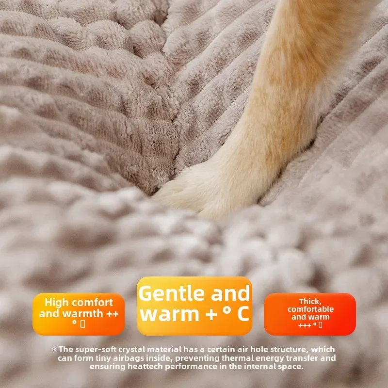 Casa para perros y gatos, cojín de felpa cálido y grueso, productos para mascotas, suministros, accesorios para el hogar, esteras suaves lavables para camas de perros, otoño e invierno - imagen 4