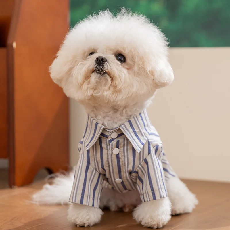 Camisa a Rayas con Corbata para Perro Pequeño – Algodón Transpirable - imagen 4