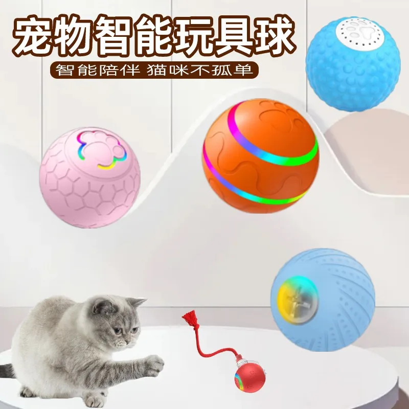 Juguete eléctrico para gatos, pelota rodante inteligente, juguete interactivo para el aburrimiento, pelota que rebota luminosa, pelotas que rebotan - imagen 2