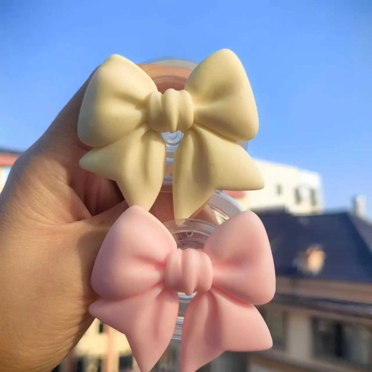 Soporte magnético inteligente para teléfono Magsafe, Color Macaron, nudo de arco, soporte Universal para teléfono, soporte GripTok, soporte Perezoso - imagen 3