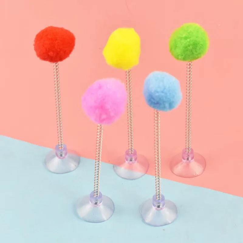 Bola de pelo de 5 piezas, juguete para gatos de primavera, ventosa, varita de rompecabezas multicolor, juguetes interactivos para mascotas, rascador para gatos, suministros de juguetes de Color aleatorio - imagen 4