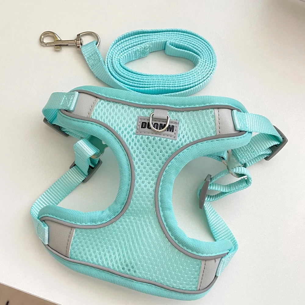 Arnés de malla transpirable para mascotas, para perros pequeños y medianos, arneses y correa para cachorros al aire libre para caminar, suministros de mascotas de Pomerania - imagen 5
