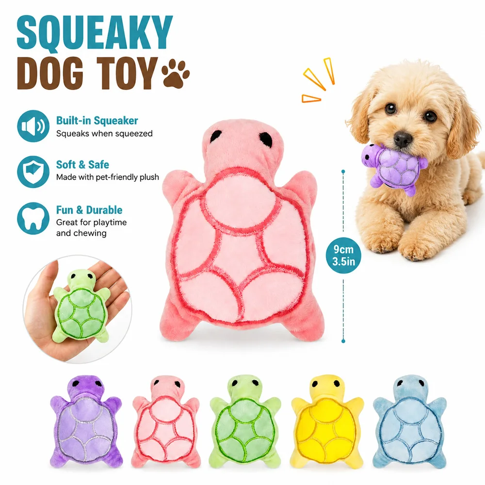 Juguete con sonido de mini tortuga de peluche para perros pequeños - imagen 2