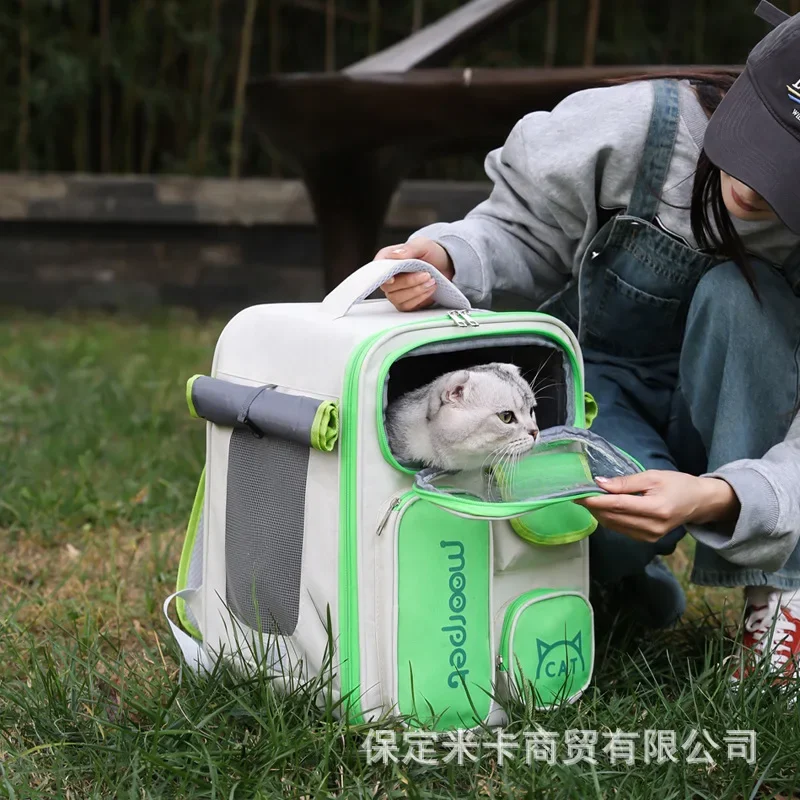 Bolsa para mascotas, mochila para salir, transpirable, gran espacio, portátil, doble hombro, mochila escolar para gatos, suministros para perros y mascotas, mochila de viaje para gatos - imagen 3