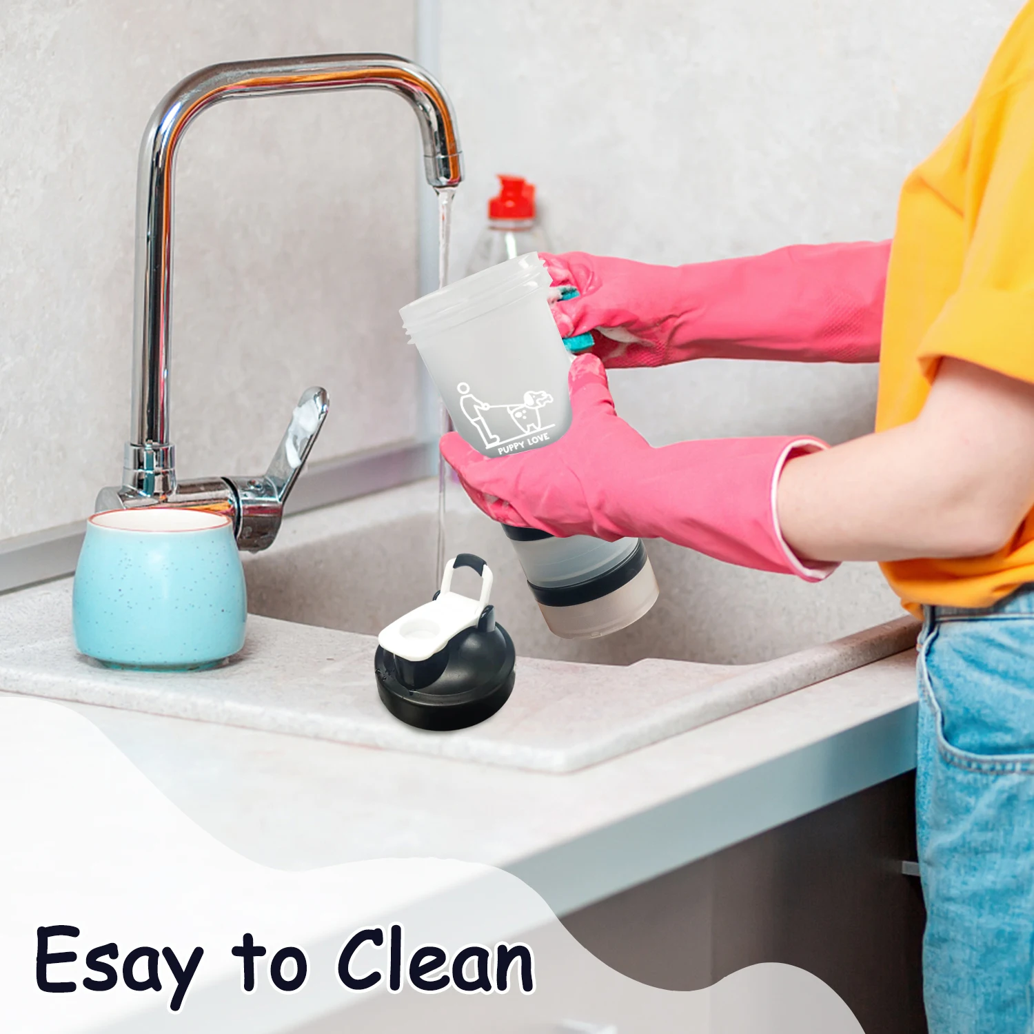 Botella de agua portátil para perros pequeños y grandes, alimentador de comida para caminar al aire libre, a prueba de fugas, botella de agua multifuncional para perros - imagen 4