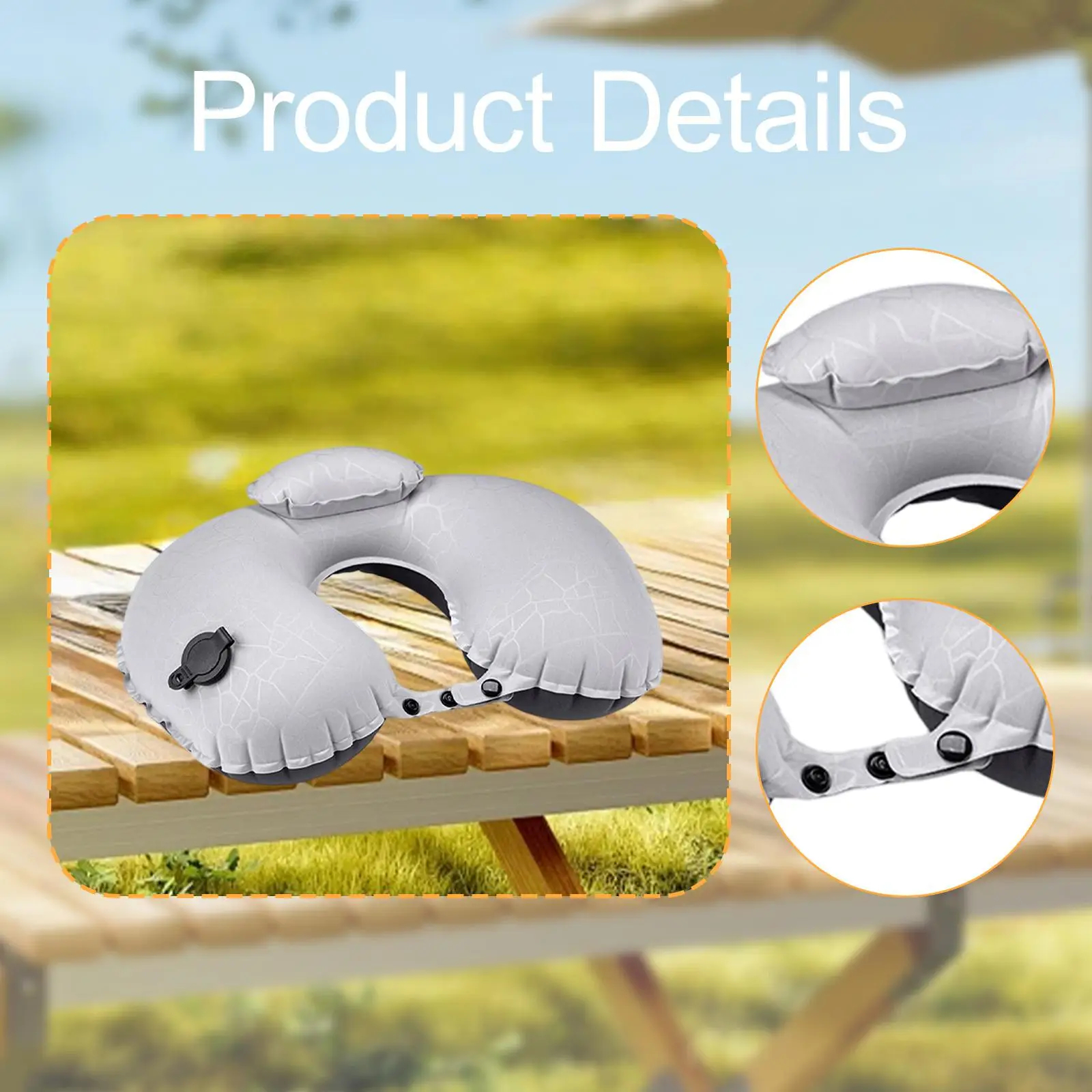 Almohada inflable para acampar, almohada de viaje multiusos compacta y cómoda en forma de U - imagen 5