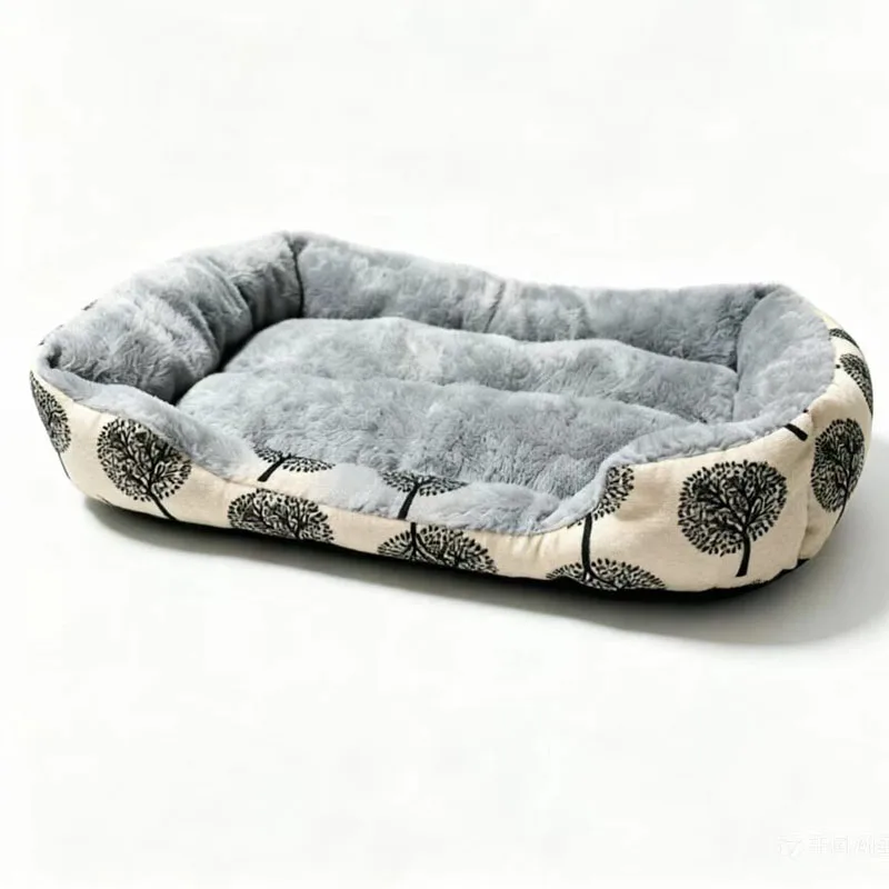 Cama felpa suave para perros y gatos con estampado árbol antideslizante - imagen 5