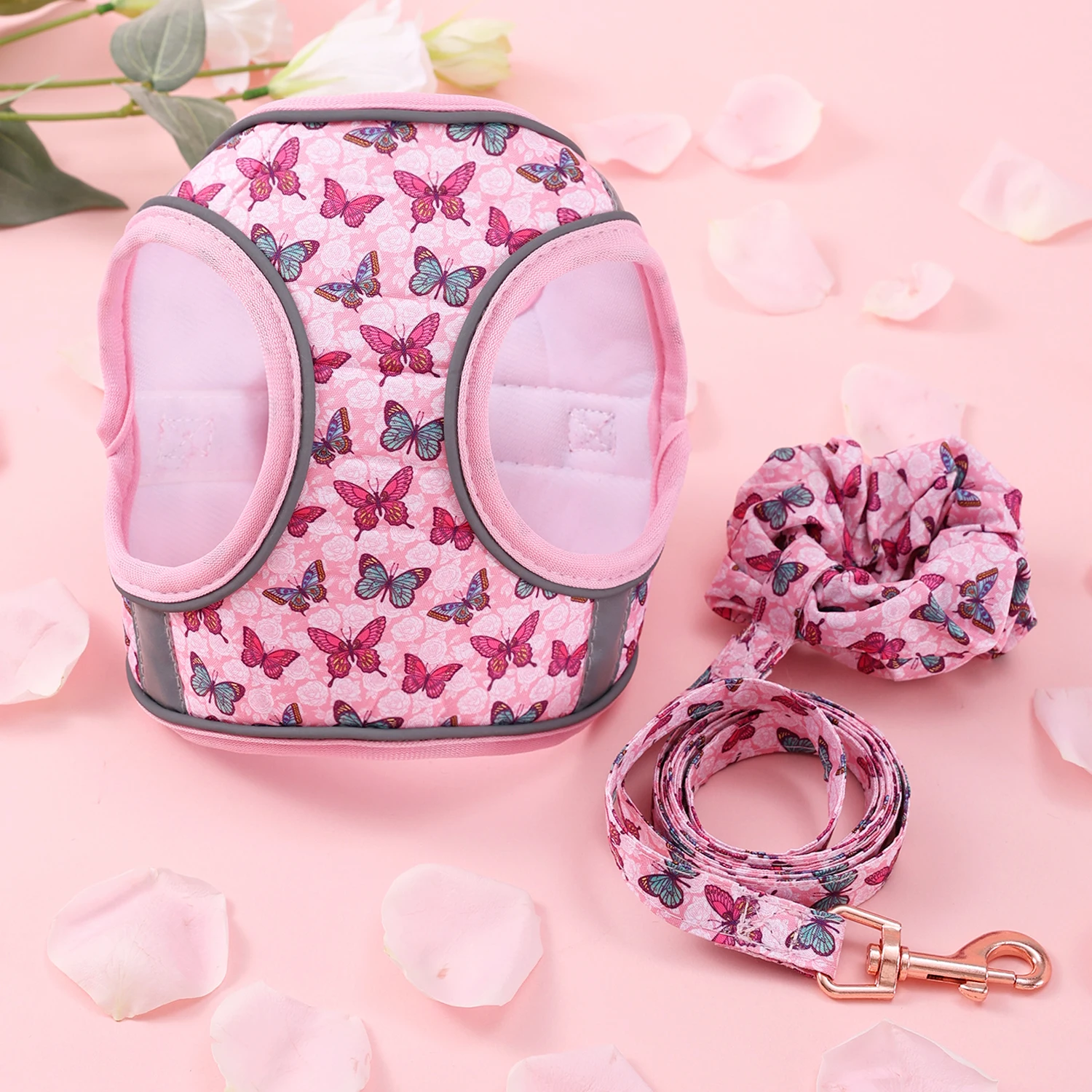 Bonita pulsera de tracción para mascotas, conjunto de arnés para gatos pequeños, arnés de invierno cálido para perros pequeños, conjunto de correa, chaleco suave para cachorros, arnés, accesorios para mascotas - imagen 5