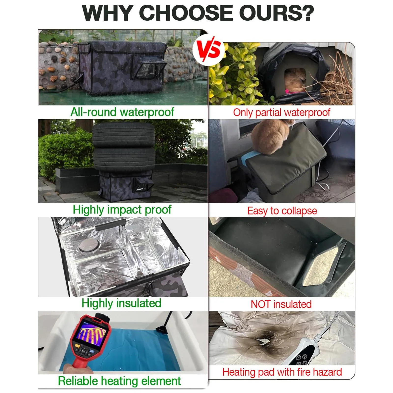 Nido para gatos, aislamiento de calefacción exterior, nido para gatos, jaula plegable para mascotas, sala de parto para gatos, tienda de campaña para mascotas - imagen 5