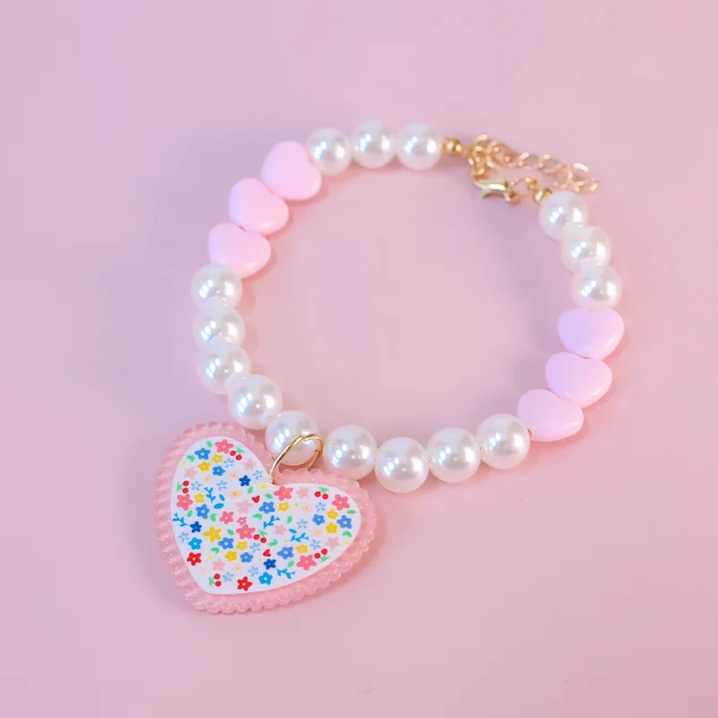 Collar de perlas con mariposa para perro y gato – Ajustable
