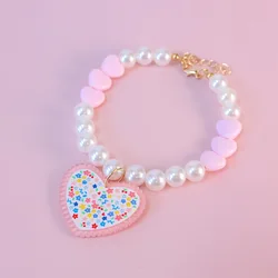 Collar de perlas con mariposa para perro y gato – Ajustable