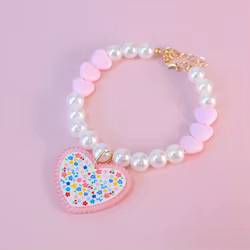 Collar de perlas con mariposa para perro y gato – Ajustable