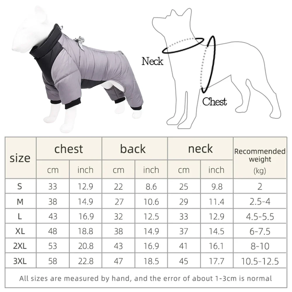 Chaqueta cálida de invierno para perros, mono reflectante para mascotas, ropa impermeable a prueba de viento para perros con arnés de tracción, abrigo para Bulldog y Pug - imagen 5