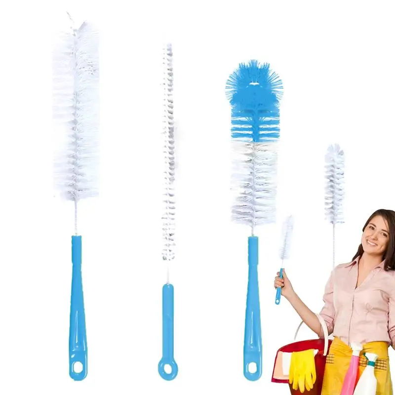 Cepillos de limpieza de botellas, 4 piezas, cepillo de lavado de botellas pequeño con mango largo, cepillo de paja y depurador de botellas para taza de botella de cuello estrecho - imagen 4