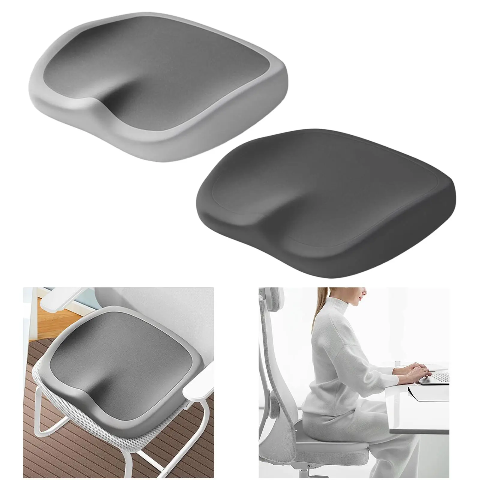 Cojín para asiento de silla de oficina, almohadilla ortopédica para glúteos de espuma viscoelástica con parte inferior antideslizante para comedor, coche y avión - imagen 2