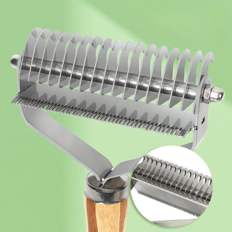 Peine para perros, cuchillo, cepillo para perros, peine de bambú de doble cara para gatos, utensilio para eliminar el pelo de mascotas de acero inoxidable, cepillo para limpiar nudos de pelo de madera maciza para perros - imagen 4