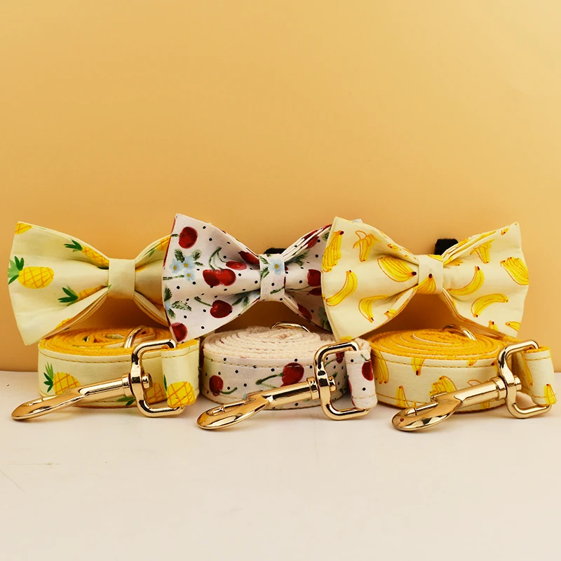 Collar de pajarita con estampado de frutas para perro, suministros para mascotas, diseño personalizado, táctico de lujo - imagen 5