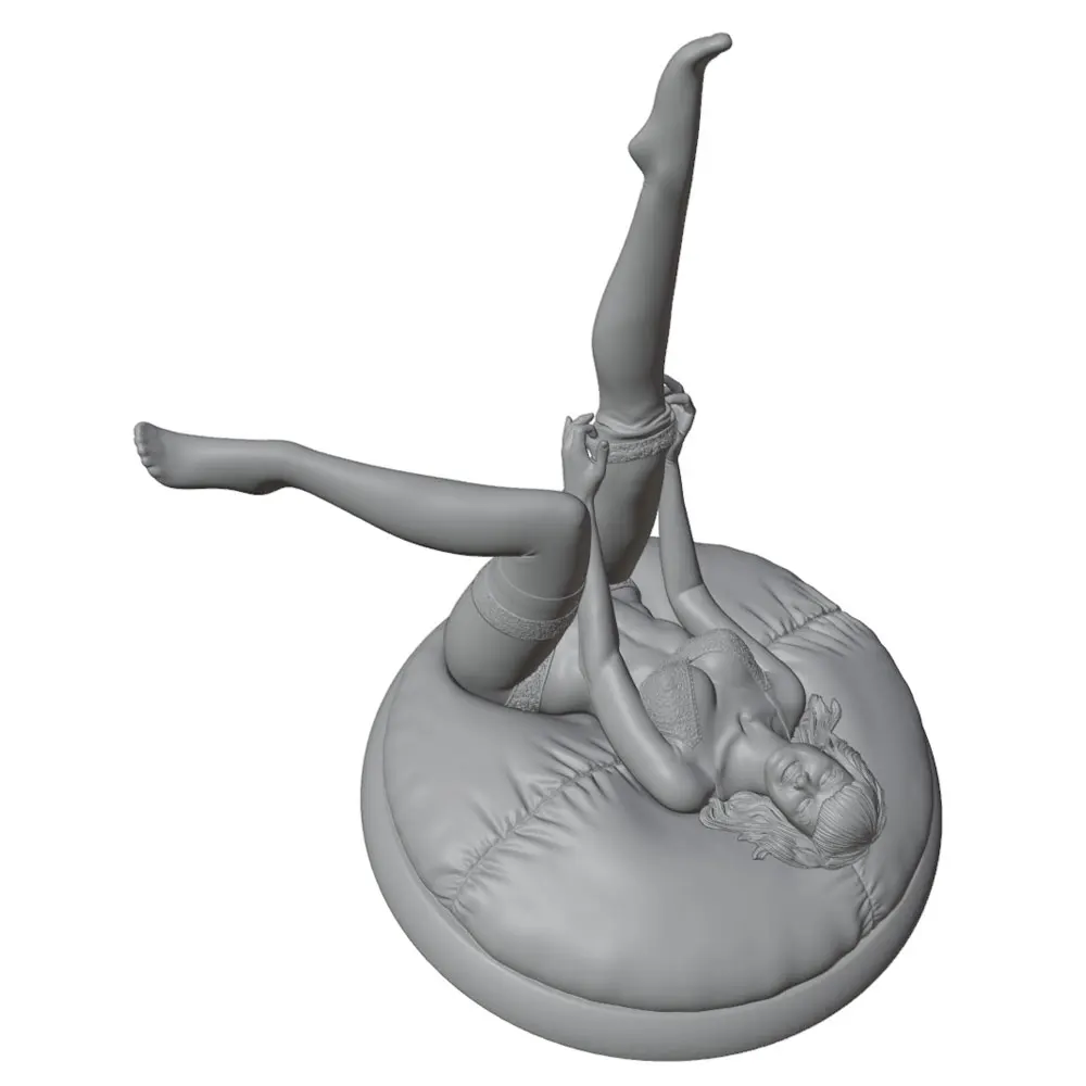 Figura miniatura resina chica sensual sofá redondo 3D sin colorear pintar - imagen 5