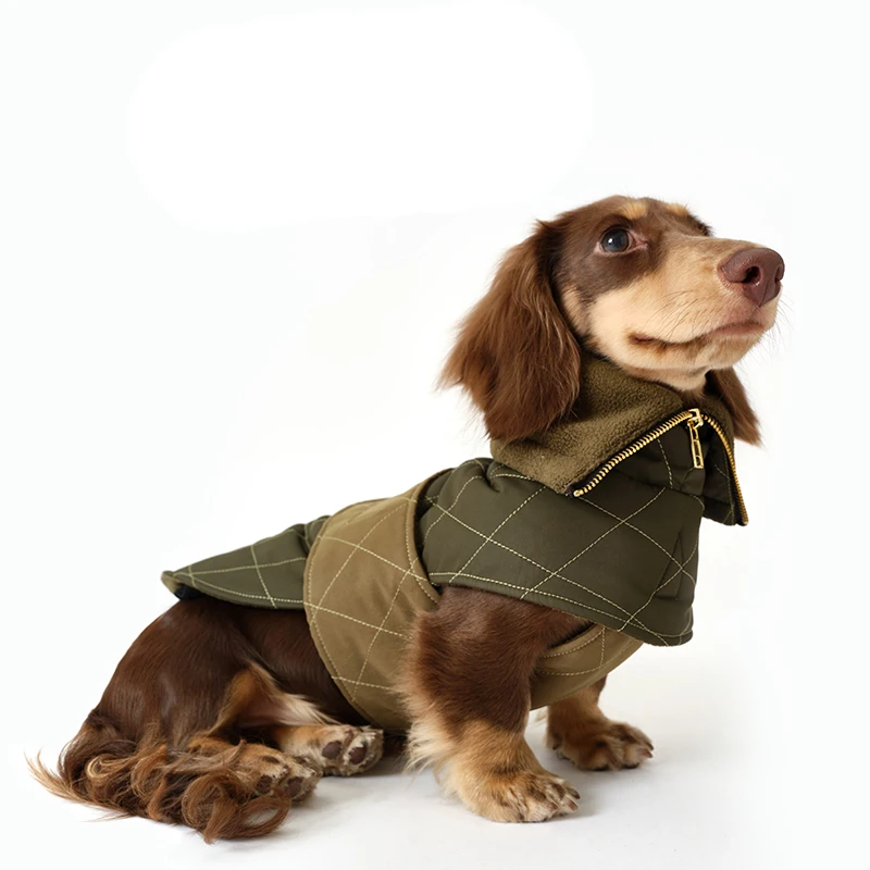 Abrigo verde militar elegante para perros salchicha, abrigo de invierno para perros Wiener, capa cálida a prueba de viento para perros pequeños, medianos y grandes - imagen 5