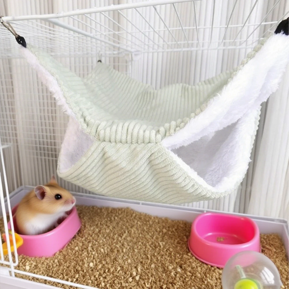 Hamaca para rata, cama cálida de felpa de grosor doble para casa de hámster, saco de dormir colgante para árbol, conejillo de indias, suministros para mascotas, 1 ud. - imagen 3