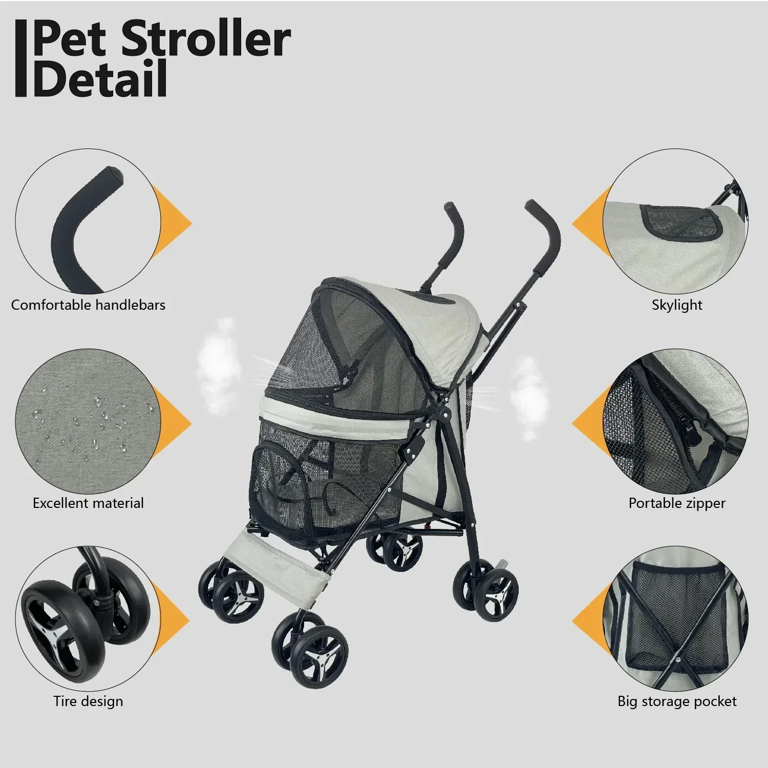 Carrito de viaje plegable para perros y gatos con ruedas - imagen 4