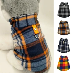 Ropa Vintage a cuadros de lana cálida para perros, chaleco grueso para otoño e invierno, abrigo para perros pequeños y medianos, disfraz cálido, anillo de tracción