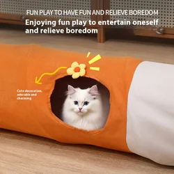 Cama tipo túnel para gatos de primera calidad, diseño híbrido de gran tamaño, puntos de acceso múltiple, apertura del orificio del árbol, tela Oxford de fácil pliegue para gatos grandes