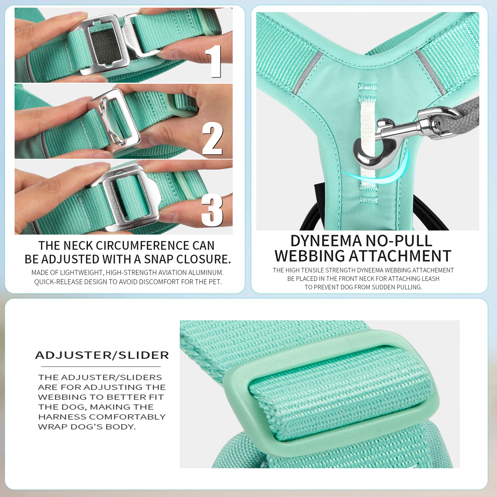 Arnés para mascotas de combinación pequeña, arnés reflectante de nailon sin tirones para perros, Control cómodo ajustable, accesorios para caminar y correr - imagen 5