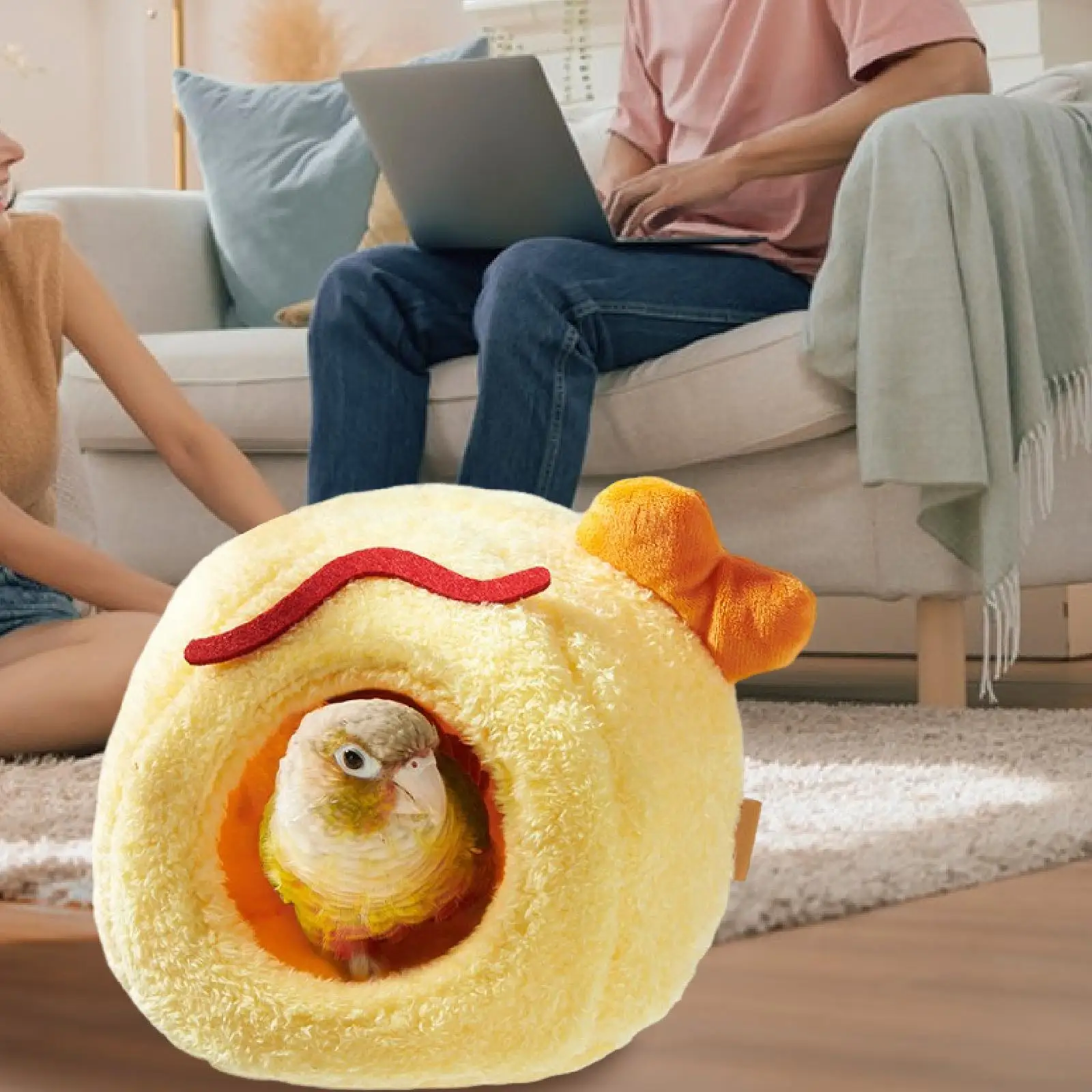 Warm Bird House Winter Resting Place Gift Parrot Hammock Bed Cave Cage Hanging for Finches Blue Jays Small Birds Playing Outside