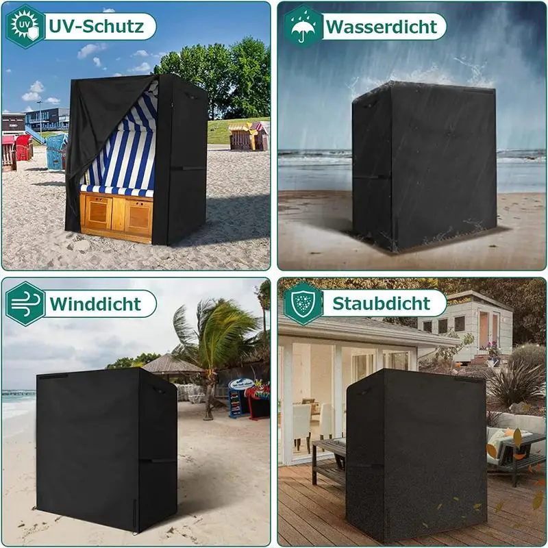 Funda para muebles de exterior 600D, cubierta para silla de playa con cremallera, a prueba de viento, protección UV, almohadilla protectora para silla de balcón y jardín - imagen 4