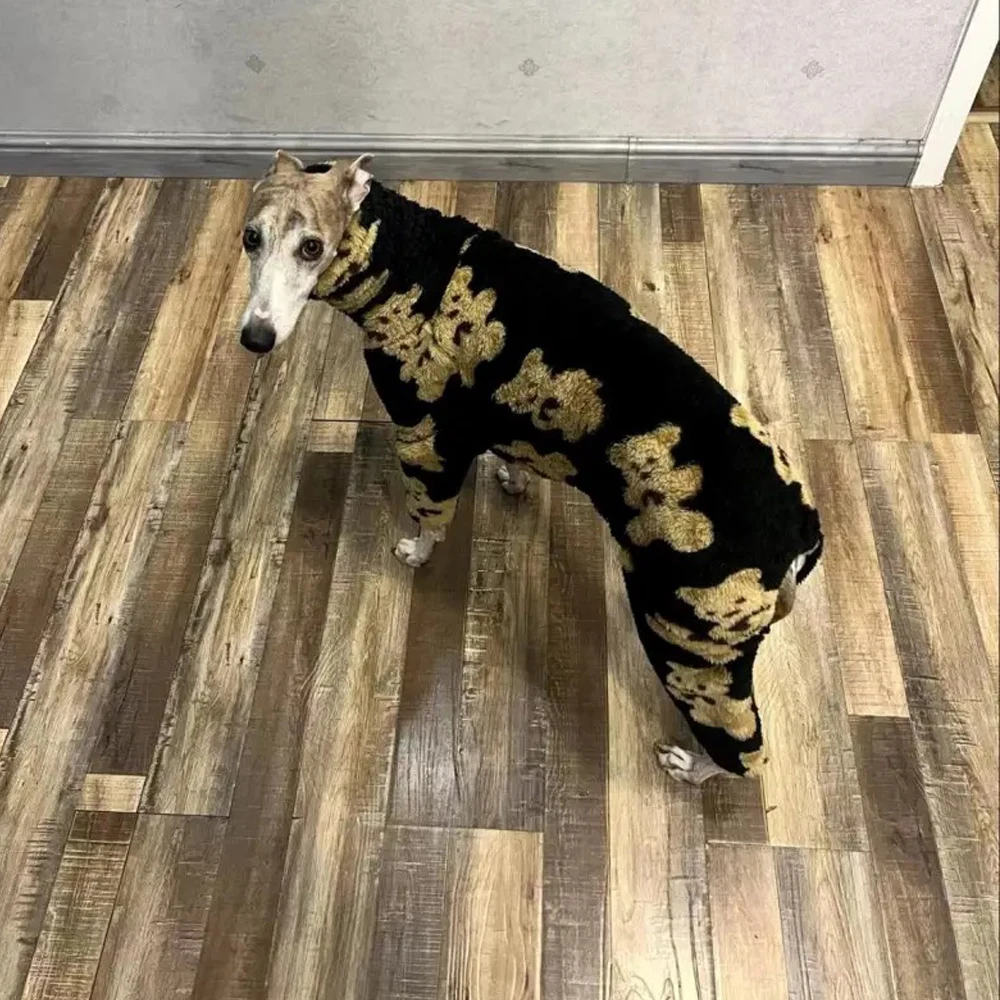 Ropa de invierno para perros Whippet, ropa de galgo italiano, pijamas de lana, mono con patrón de oso para ropa cálida para perros medianos