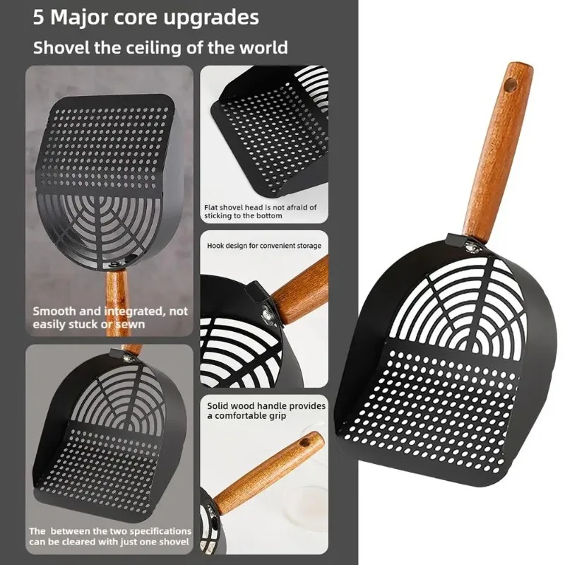 Pala de arena para gatos de acero, mango largo, pala para residuos de mascotas, herramienta de limpieza para Tofu, arena, caja de arena, suministros para gatos - imagen 2