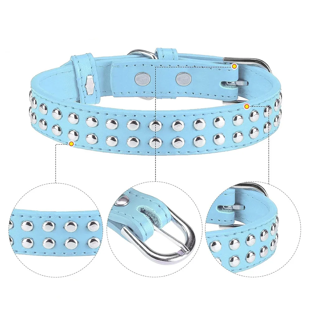 Collar para perro antimordeduras, Collar para mascotas resistente con remaches para perros grandes y medianos agresivos, Compatible con correa para perros - imagen 3