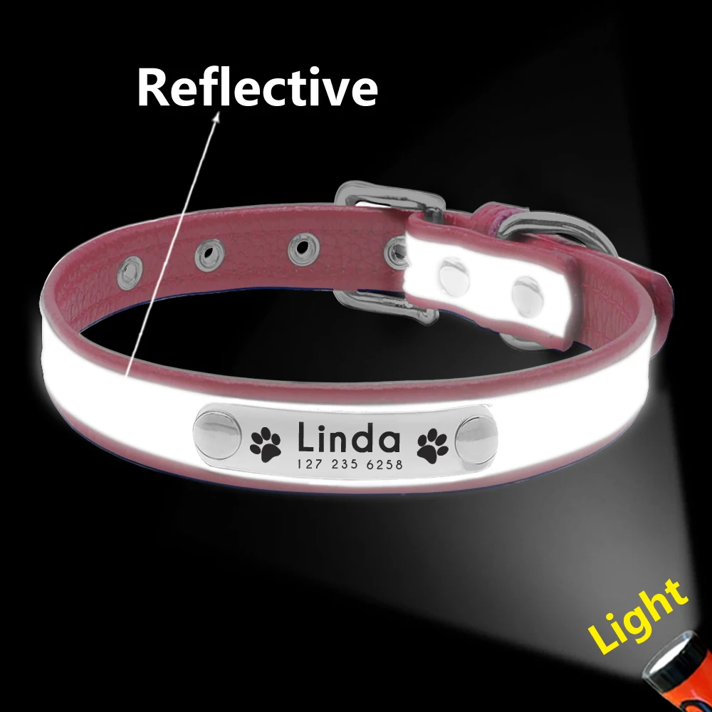Collar reflectante personalizado para perros y mascotas, Collar ajustable con grabado gratis para perros pequeños y medianos, Collar para cachorros y gatitos, collares con etiqueta de identificación con placa de identificación - imagen 3