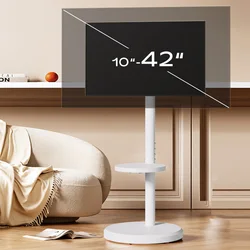 Soporte para TV móvil con ruedas, carrito para TV rodante portátil de altura ajustable, soporte para TV rodante Max VESA de 200x200mm para televisores de 10-42 pulgadas