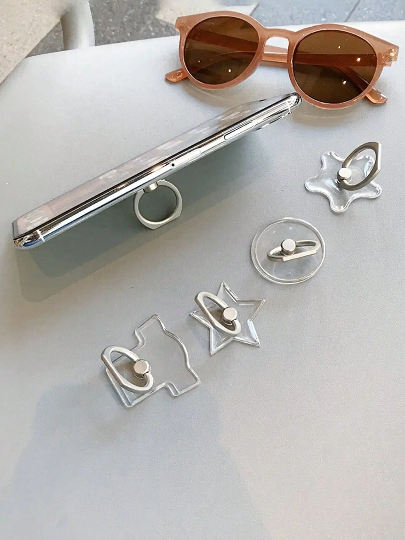 Soporte de anillo para teléfono transparente con forma aleatoria, cristal acrílico, creativo, para teléfonos inteligentes, 2 uds. - imagen 3