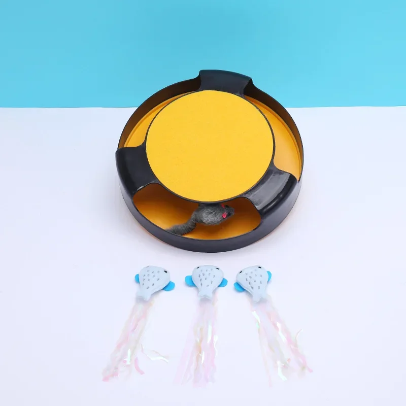 Juguete divertido para gatos, tablero de rascado para gatitos y mascotas, plato giratorio de plástico ABS, captura de ratones falsos, juegos interactivos inteligentes - imagen 5