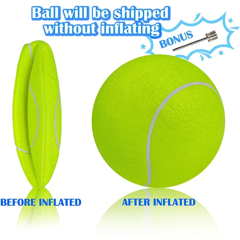 Juguetes para masticar para perros de 24cm, pelota de tenis, juguetes grandes para mascotas, pelota divertida para deportes al aire libre, regalo con agujas inflables, juguetes para perros grandes - imagen 5
