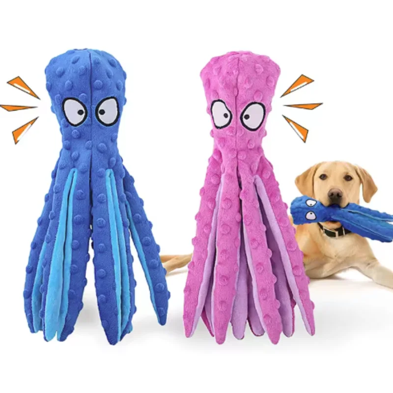 Juguete de peluche suave para perros, pulpo, juguete educativo para masticar para la dentición, no relleno, para cachorros, perros pequeños a medianos, suministros para mascotas - imagen 2
