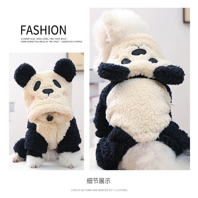Ropa para perros Otoño e Invierno Grueso Lindo Fubao Panda Tracción Body Suit Perros Pequeños Productos para Mascotas - imagen 5