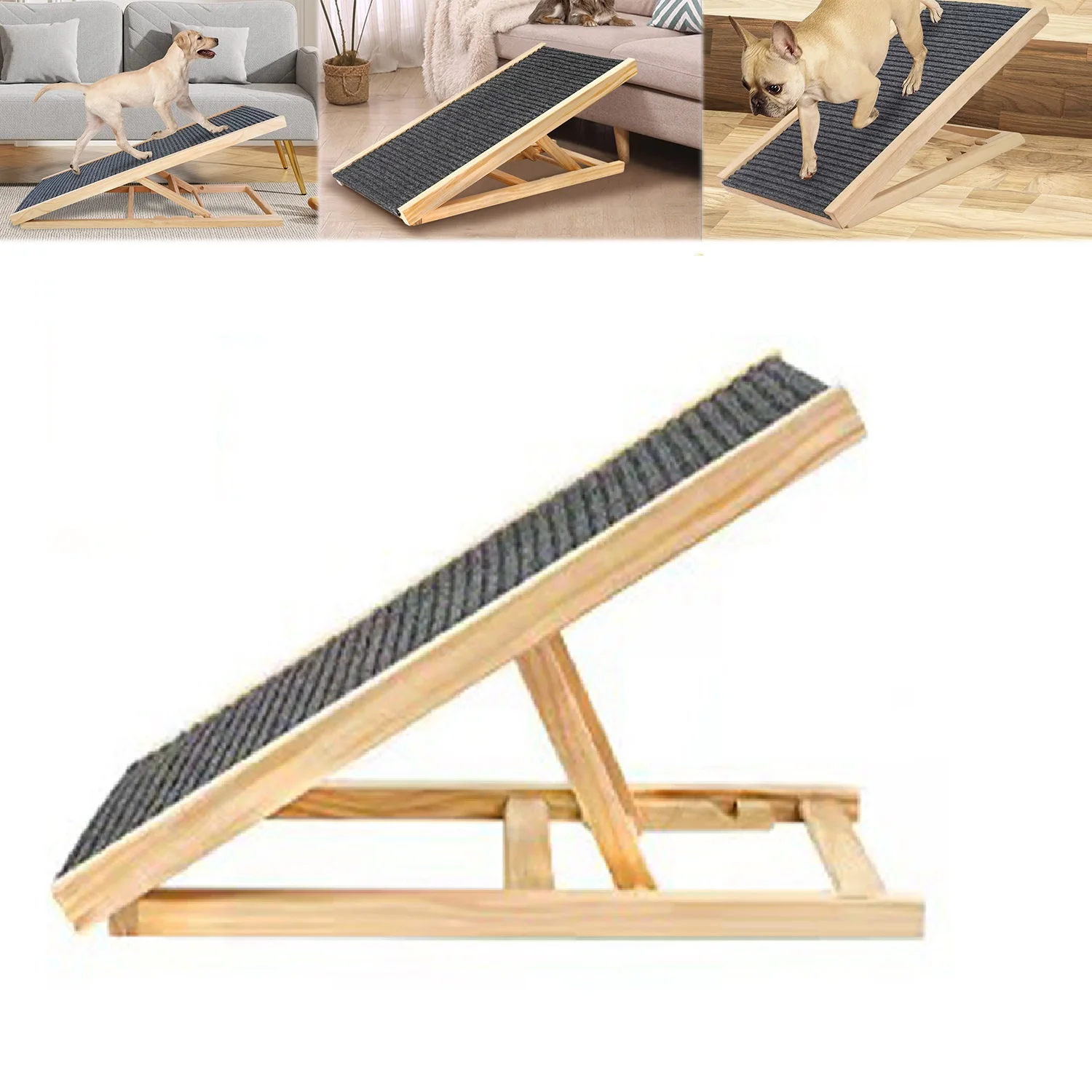 Rampa plegable de madera para perros – Antideslizante para sofá y cama - imagen 3