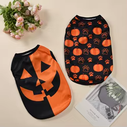 Ropa para perros pequeños y medianos, gatos, Halloween, estampado de pata de calabaza, chaleco para cachorros, abrigo, disfraces de Chihuahua y Yorkies, ropa de fiesta para mascotas