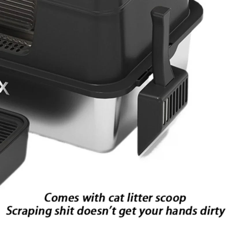 Fully Enclosed Cat Litter Box Stainless Steel Large Anti Odor Cat Bedpans Enclosed Kitten Litter Box with Scoop Pet Supplies - imagen 3