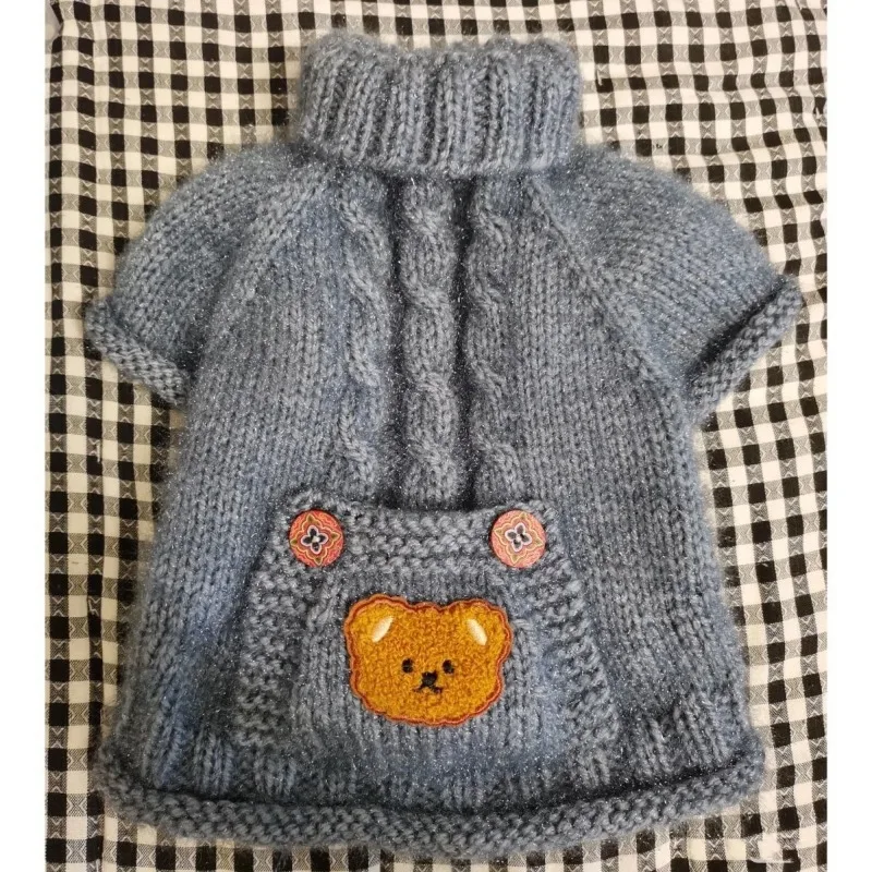 Suéter de oso con bolsillo para mascotas, ropa cálida de invierno para perros pequeños a medianos, prendas de punto de dibujos animados, Jersey suave de peluche - imagen 2