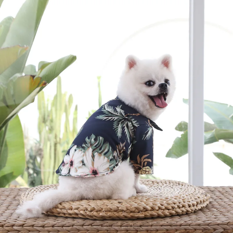 Camisa hawaiana de estilo playero para perros, ropa de verano para perros, camisa fina transpirable para gatos, chaleco con estampado bonito para cachorros, ropa para Chihuahua - imagen 4