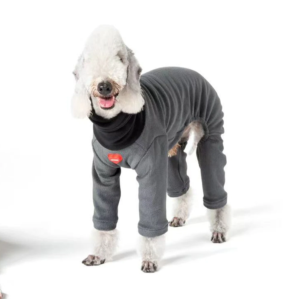 Sudadera de lana para perros medianos con cuello alto contrastante - imagen 2