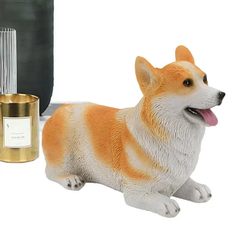 Figuras de perro sentado artificiales de escritorio, figuras de perro con expresiones vívidas para sala de estar, fotografía de dormitorio - imagen 4