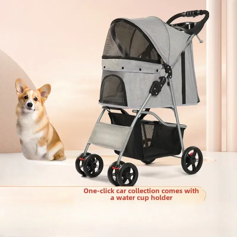 Lightweight Folding Pet Cart Easy To Install Dog Walking Dog Cart Outdoor Small Dog Cat Trolley Pet Stollers - imagen 2