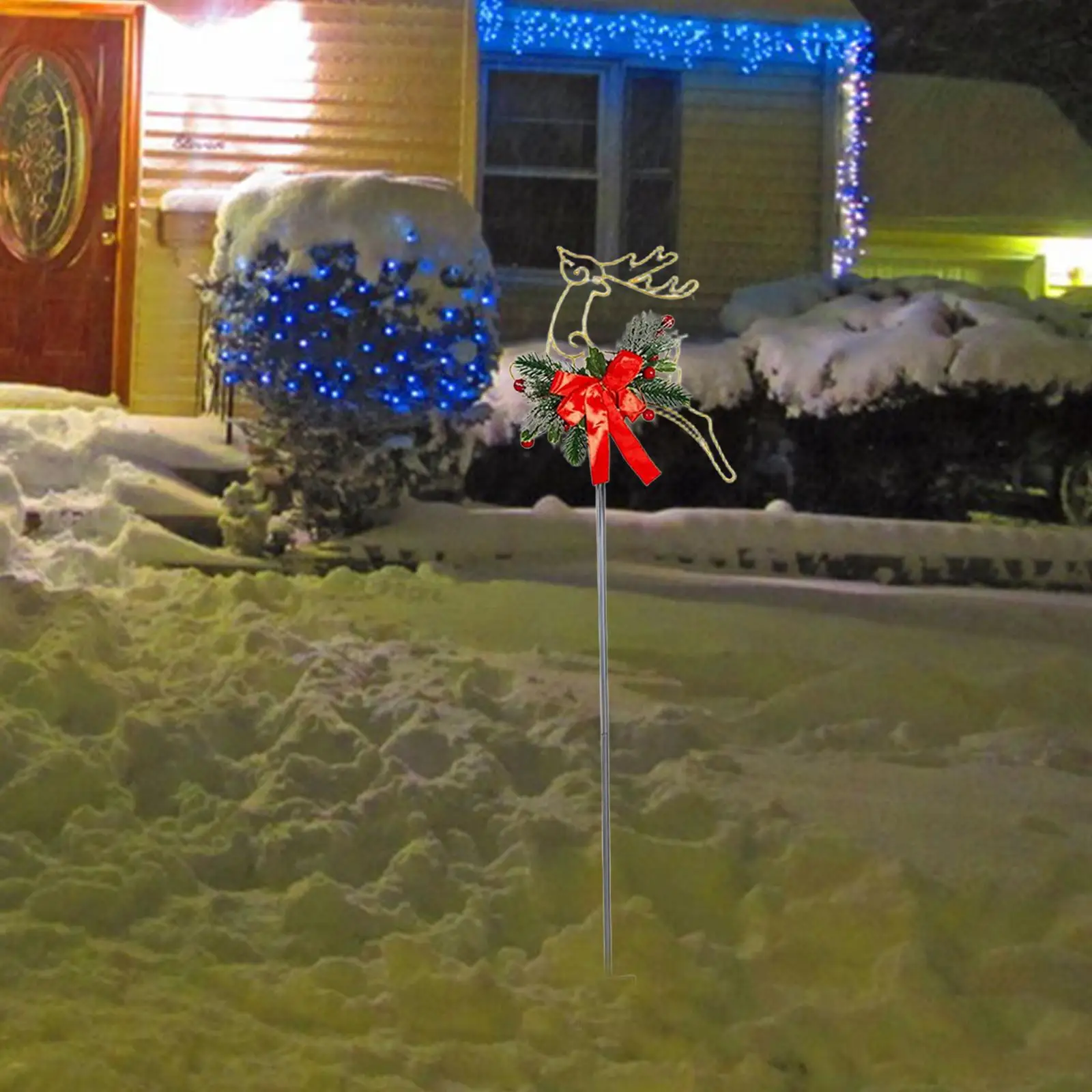 Estaca navideña de renos, decoración navideña de pie para césped exterior, Navidad